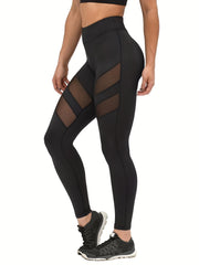 Mesh Waistband High Rise Yoga Leggings