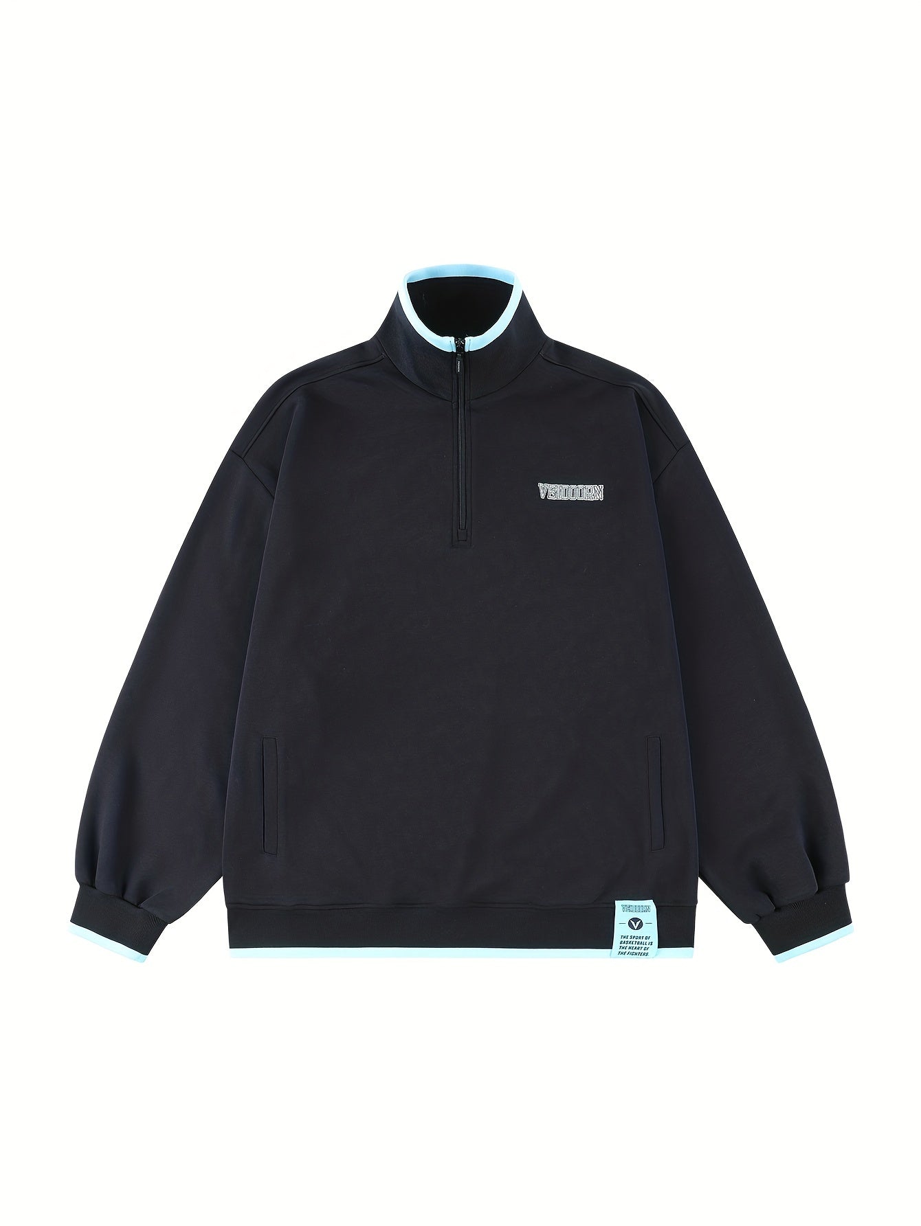 Men's Stand Neck Cotton Sweatshirt Pullover Long Sleeve Tops