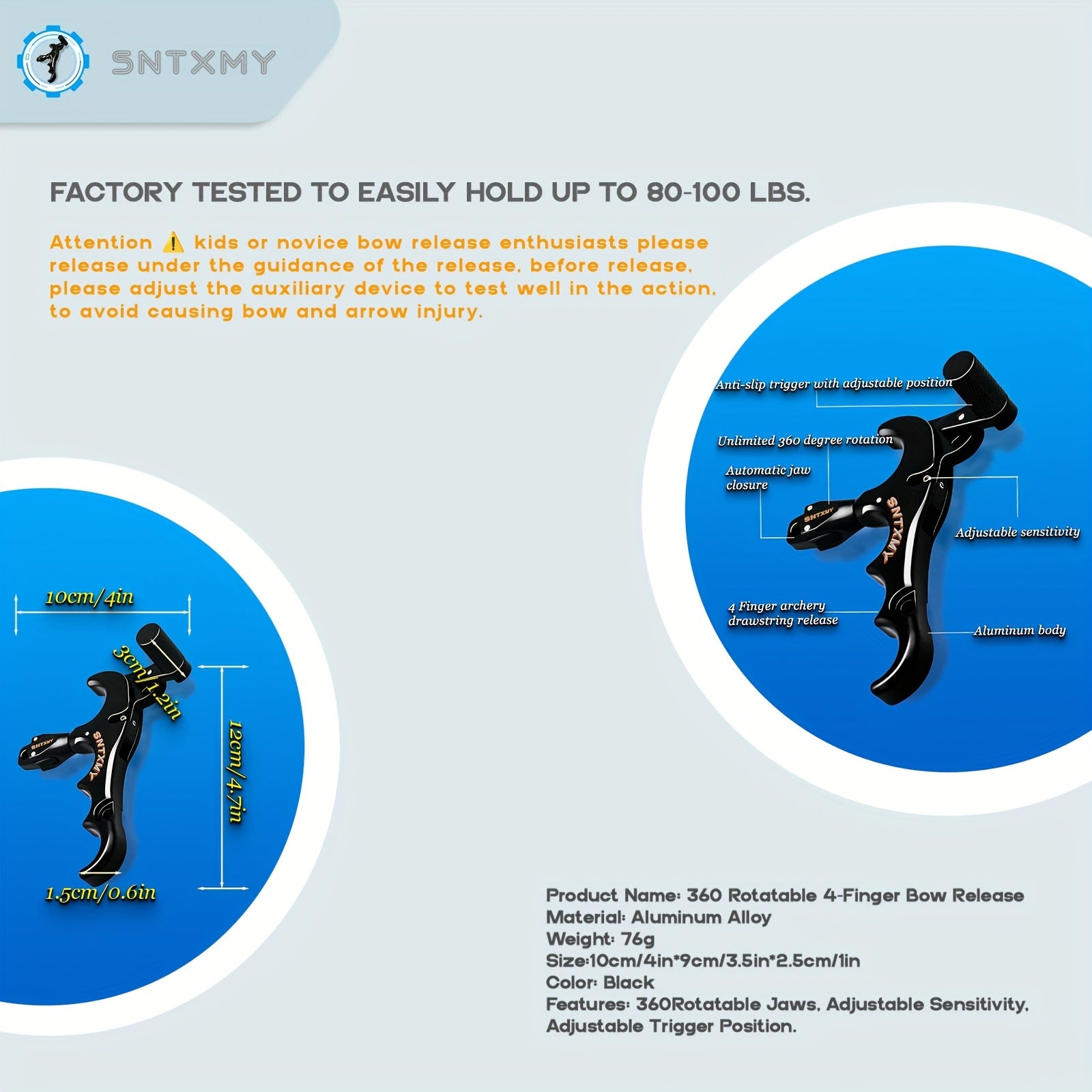 Adjustable 360 Rotable Archery Release Aid