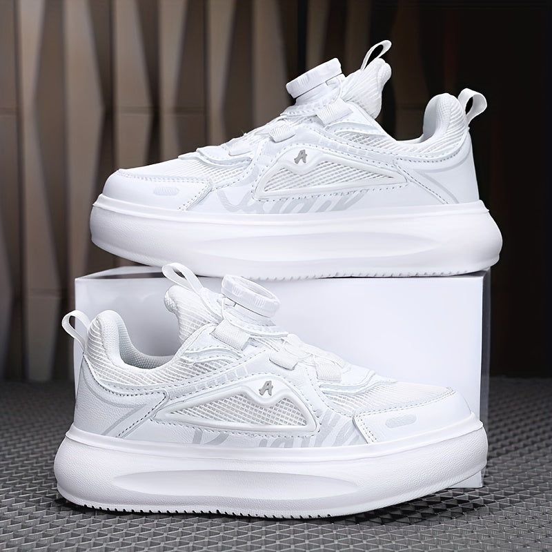 Boys Mesh Sneakers with Rotating Button Breathable Non-slip Shoes