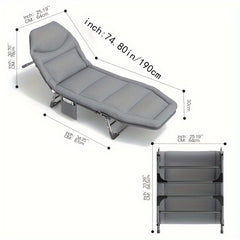 Outdoor Folding Bed with Side Pocket Office Nap Bed Single Person Nap Bed