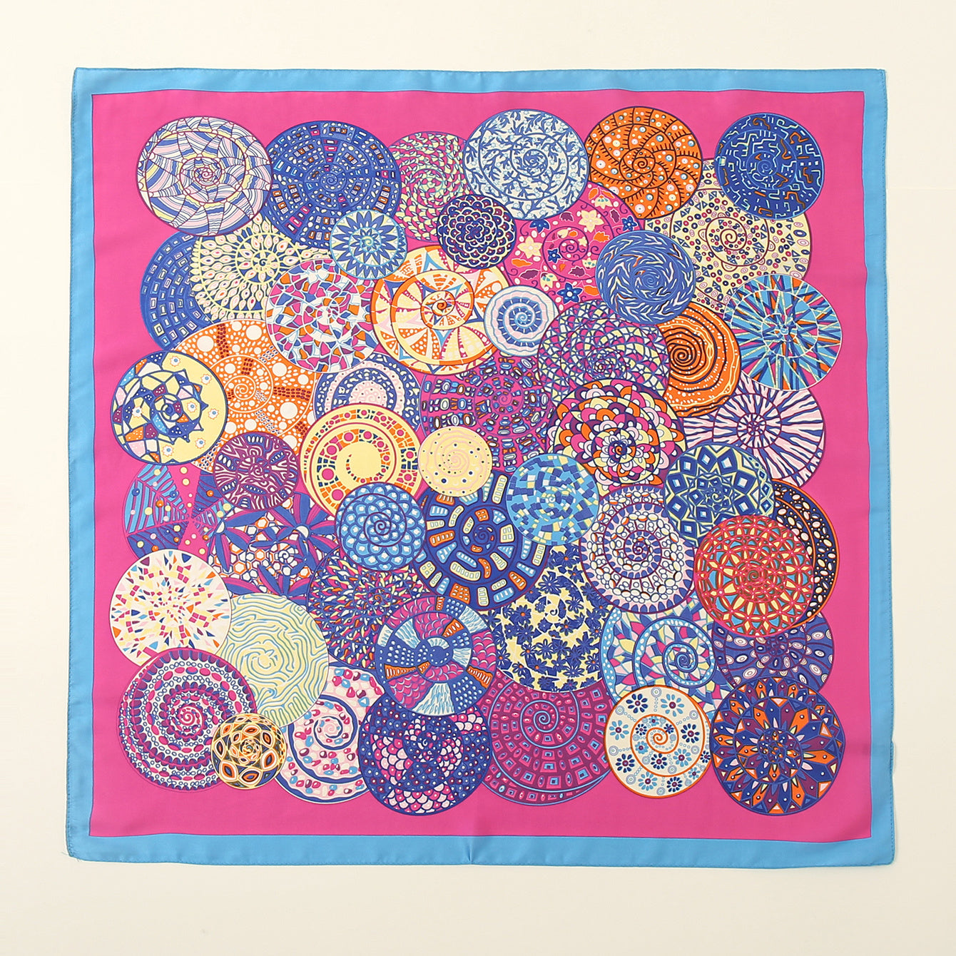 Red Circles Print Bandana Boho Neckerchief Silk Head Wrap Scarf