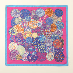 Red Circles Print Bandana Boho Neckerchief Silk Head Wrap Scarf