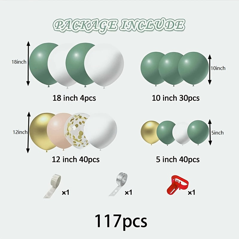 117pcs Green Golden Party Balloons Wedding Bachelorette Decorations