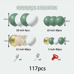 117pcs Green Golden Party Balloons Wedding Bachelorette Decorations
