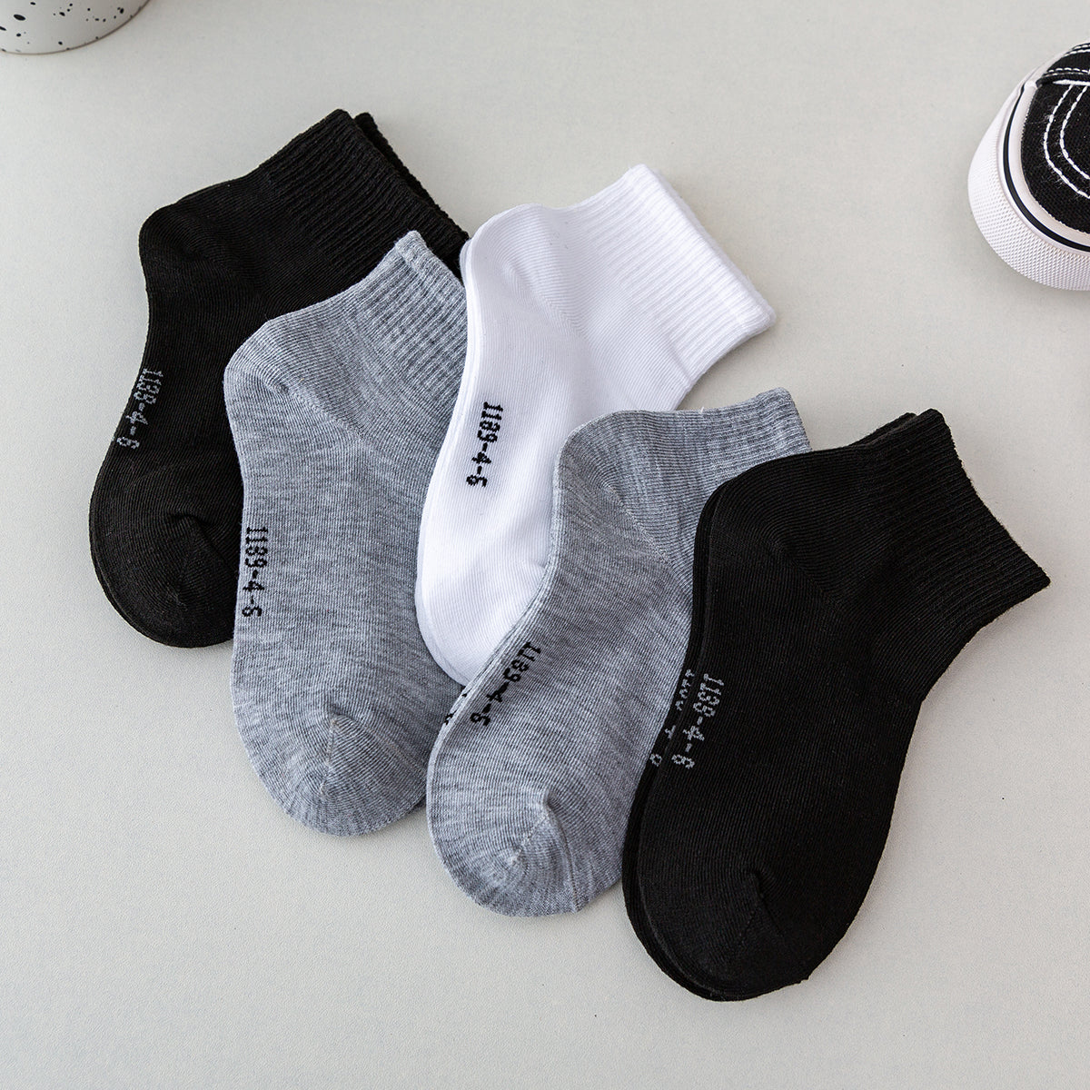 5 Boys Solid Cotton Socks