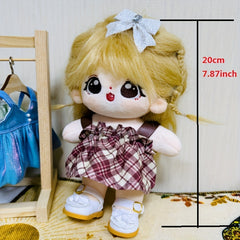 Doll Clothes Set College Style Plaid Skirt Princess Shoes Sweater T-shirt