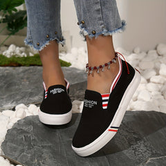 Women's Letter Decor Canvas Shoes Casual Slip On Outdoor Shoes