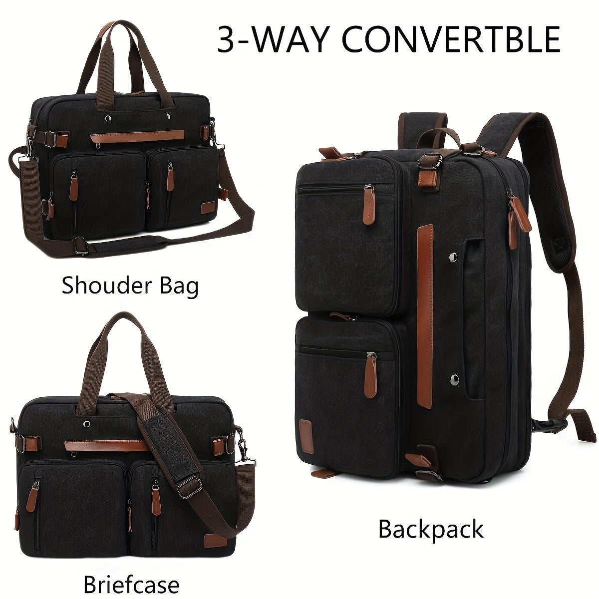 Convertible Laptop Bag Messenger Bag Shoulder Bag