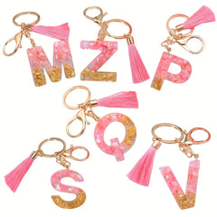Letter Keychain With Tassel English Alphabet Keyring For Car Backpack