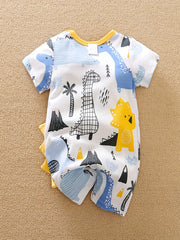 Baby Dinosaur Print Romper Short Sleeve Jumpsuit
