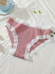 5pcs Lace Briefs Comfy Mid Rise Intimates Panties Women's Lingerie
