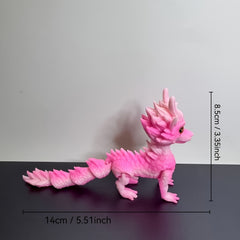3D Printed Mini Dragon Statue with Realistic Eyes and Flexible Joints
