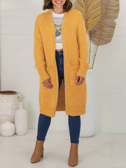 Casual Cardigan Women's Plus Solid Long Sleeve Open Front