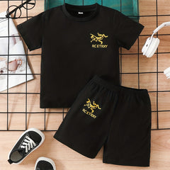 2pcs Boys Casual Tee & Shorts Set Summer Kids Clothing