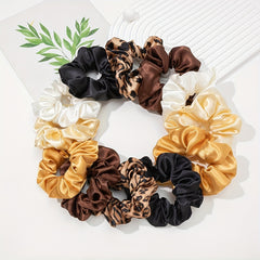12pcs Leopard Print Scrunchie Hair Tie Y2K Hair Rope Accessory