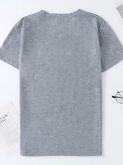 Letter Graphic Round Neck Casual Sports T shirts
