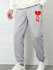 Broken Heart Print Men's Drawstring Sweatpants Casual Jogger Pants