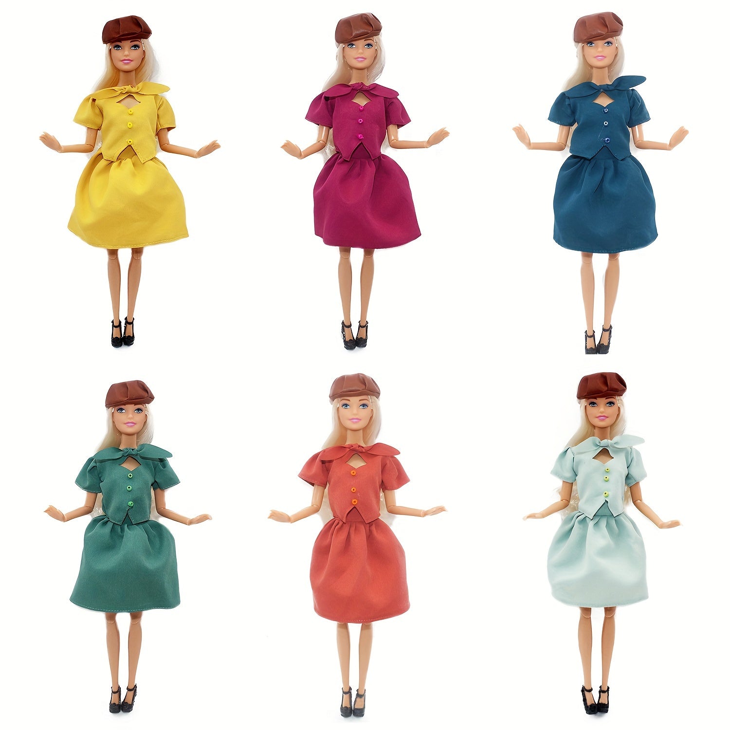 2pcs Doll Skirts Office Lady Dress For 11.5in Doll 80s Vintage Doll Suit