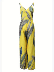 Botanical Print Sleeveless Jumpsuit