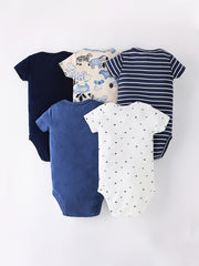 5pcs Baby Boys Cartoon Onesie Set for Summer