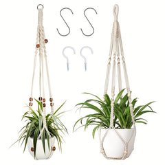 Macrame Plant Hangers Indoor Hanging Basket Holder With Beads