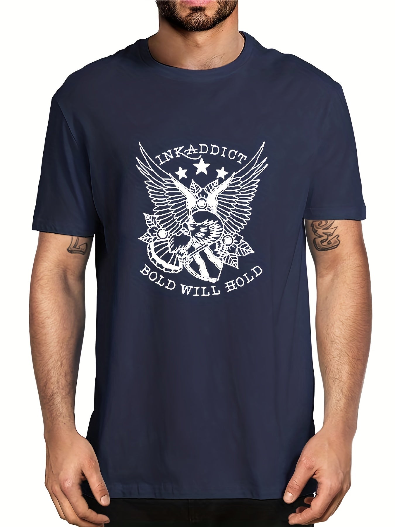 Men's Bold Letter Print T-shirt for Summer