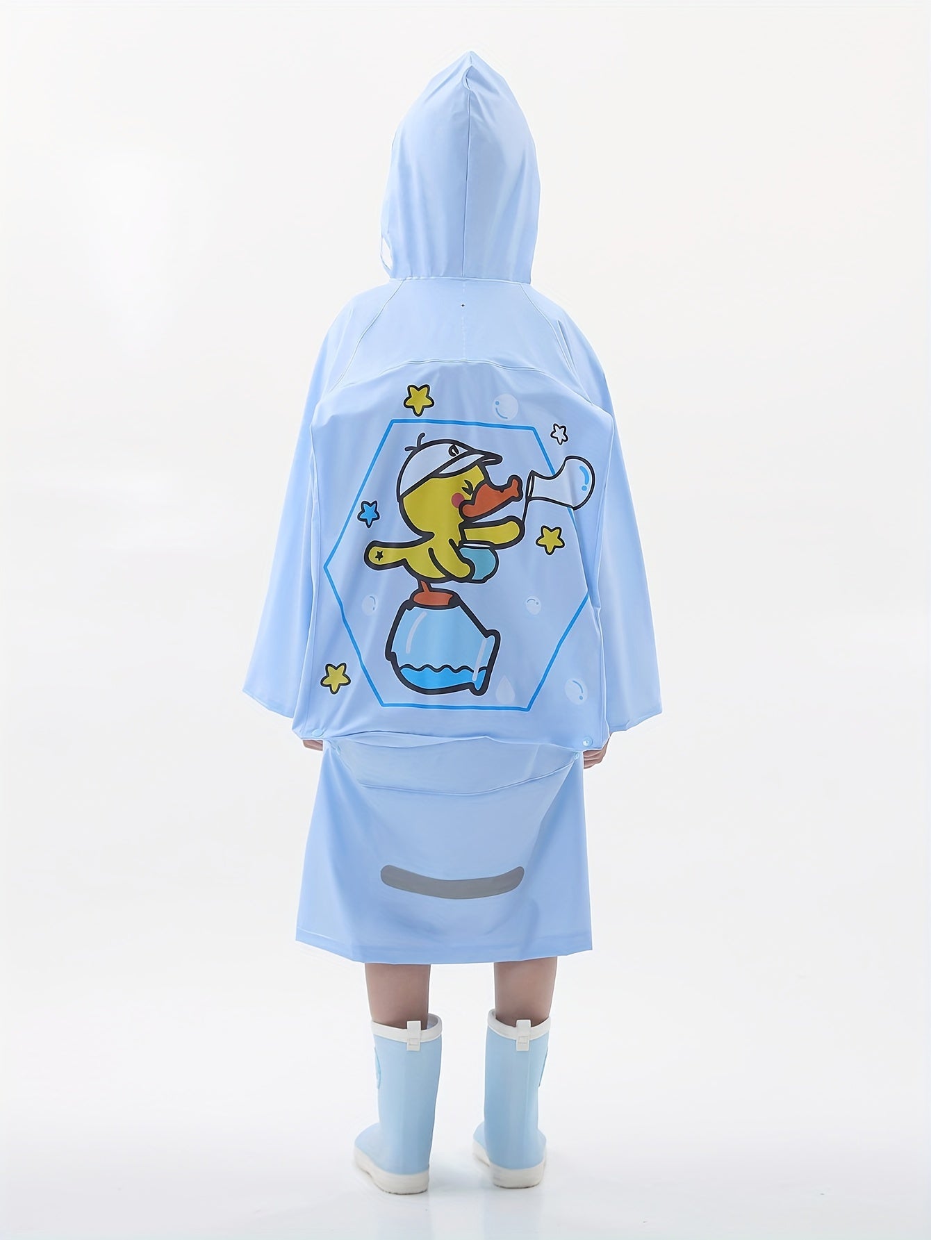 Duck Graphic Raincoat Reflective Hoodie for Kids