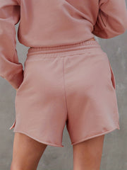 Casual Two Piece Set Long Sleeve Sweatshirt & Shorts Outfits