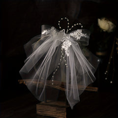 Mesh Flower Embroidered Bowknot Bridal Hair Accessories
