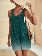 Gradient Overall Romper Sleeveless Pocket Front