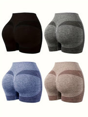 4pcs Quick Dry Fitness Shorts Seamless High Waist Tummy Control Yoga Leggings