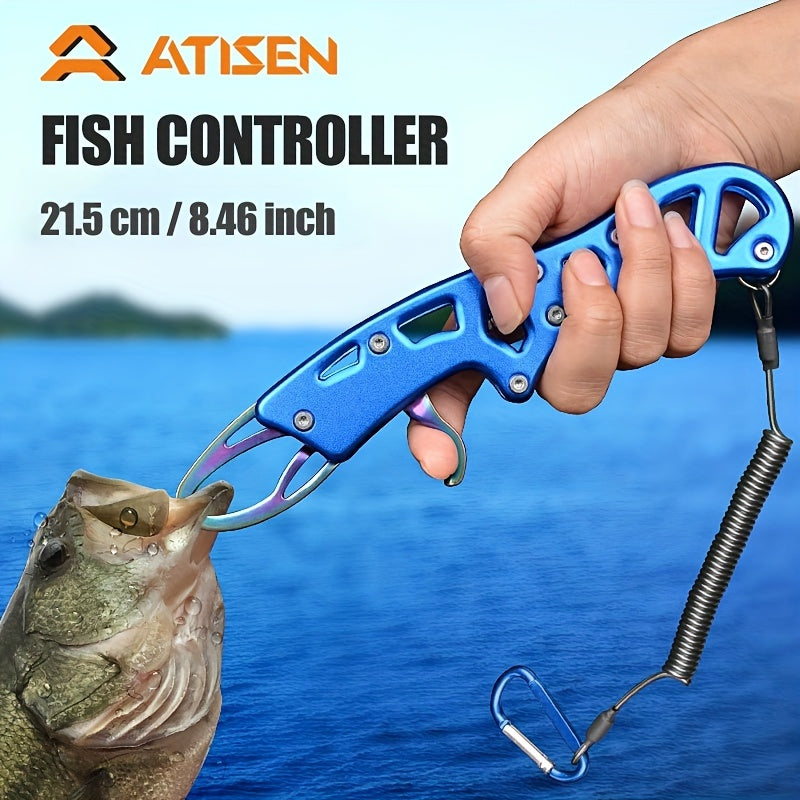 Stainless Steel Fishing Tools Kit Carabiner Spring Rope Fish Lip Gripper
