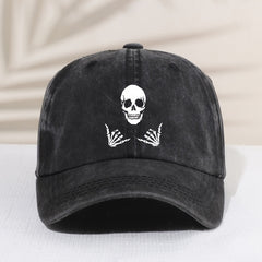 Kids Sunshade Distressed Baseball Cap With Skull Print