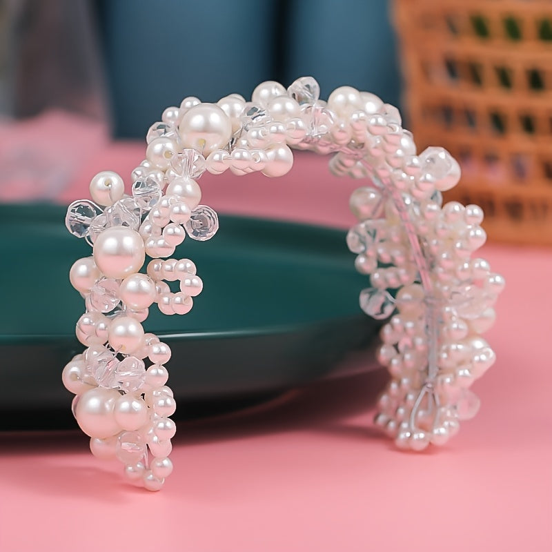 Faux Pearl Beads Headband Bridal Head Piece Wedding Hair Accessories