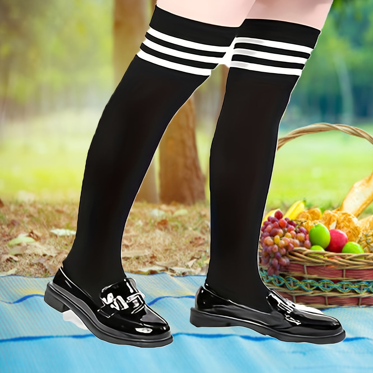 6 Pairs Knee High Socks Thigh High Over Knee Stockings Mixed Colors