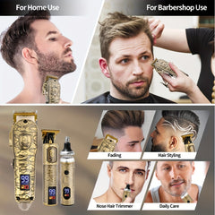 3-Piece Hair Clipper Razor Fader Retro Sculpting Digital Hair Clipper