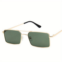 Y2K Rectangle Sunglasses Retro Punk Metal UV400 Sun Shades