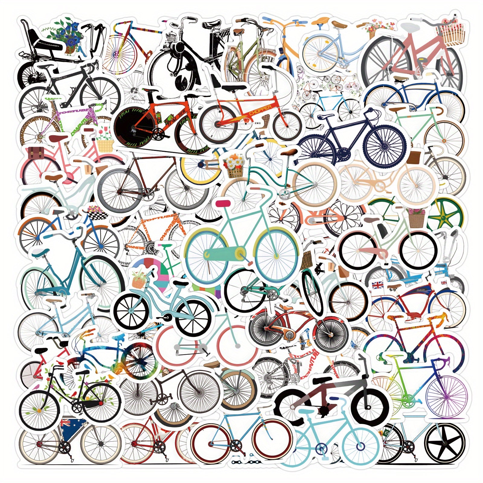 120pcs Vinyl Bike Stickers Pack Waterproof for Water Bottle Laptop Skateboard