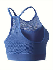 Sports Bra Women's Plus Hole Mesh Racer Back Shockproof Padded