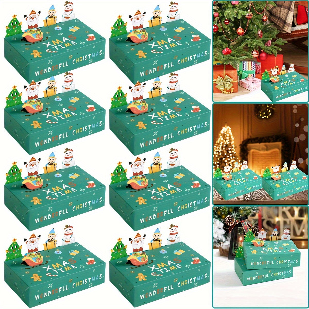 10pcs Christmas Cupcake Boxes Cookie Boxes Christmas Party Treats