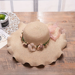 Wide Brim Sun Hat Easter Garland Decor Floppy Straw Hat