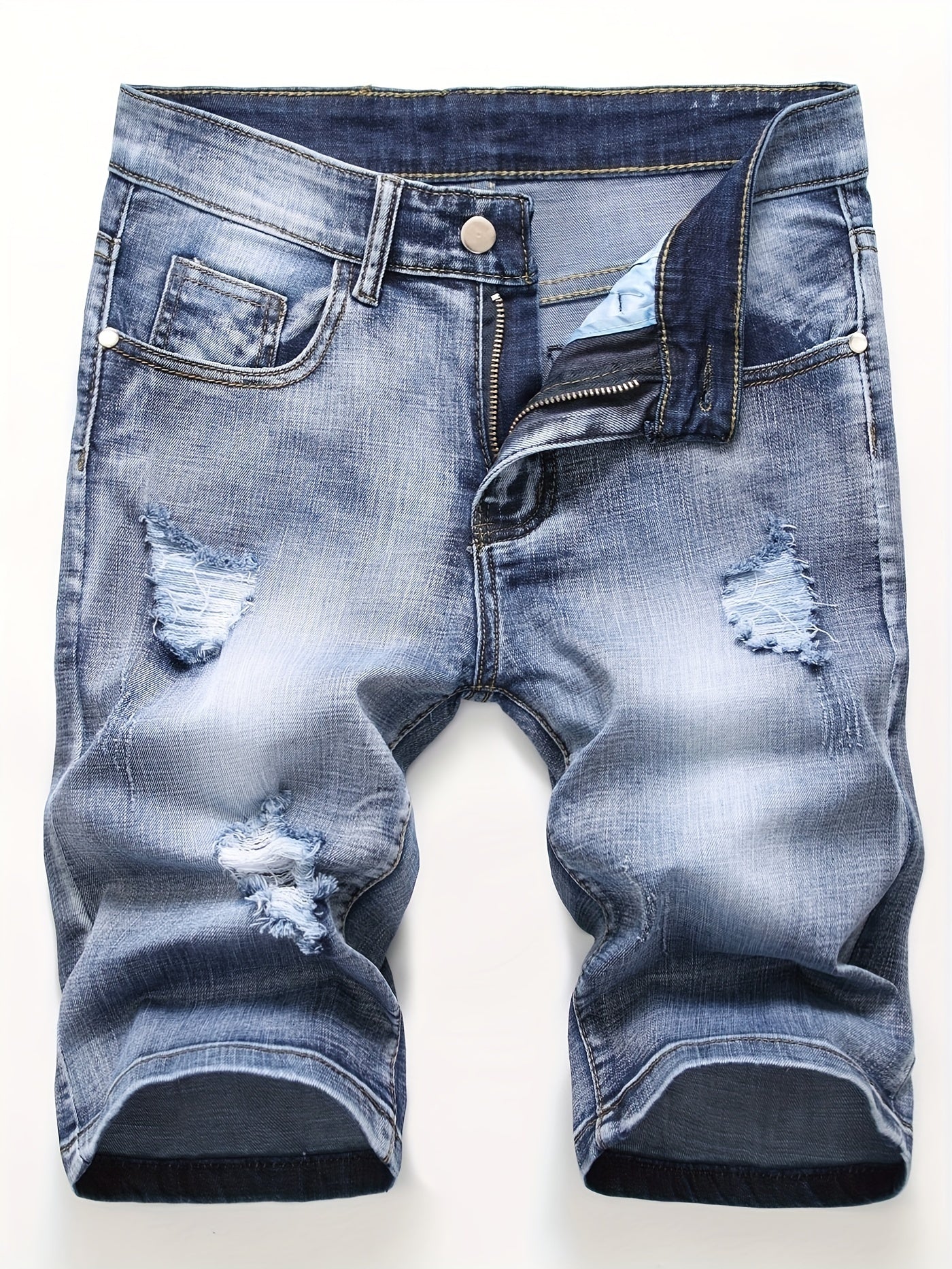 Men's Distressed Denim Shorts, Casual Street Style