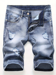 Men's Distressed Denim Shorts, Casual Street Style