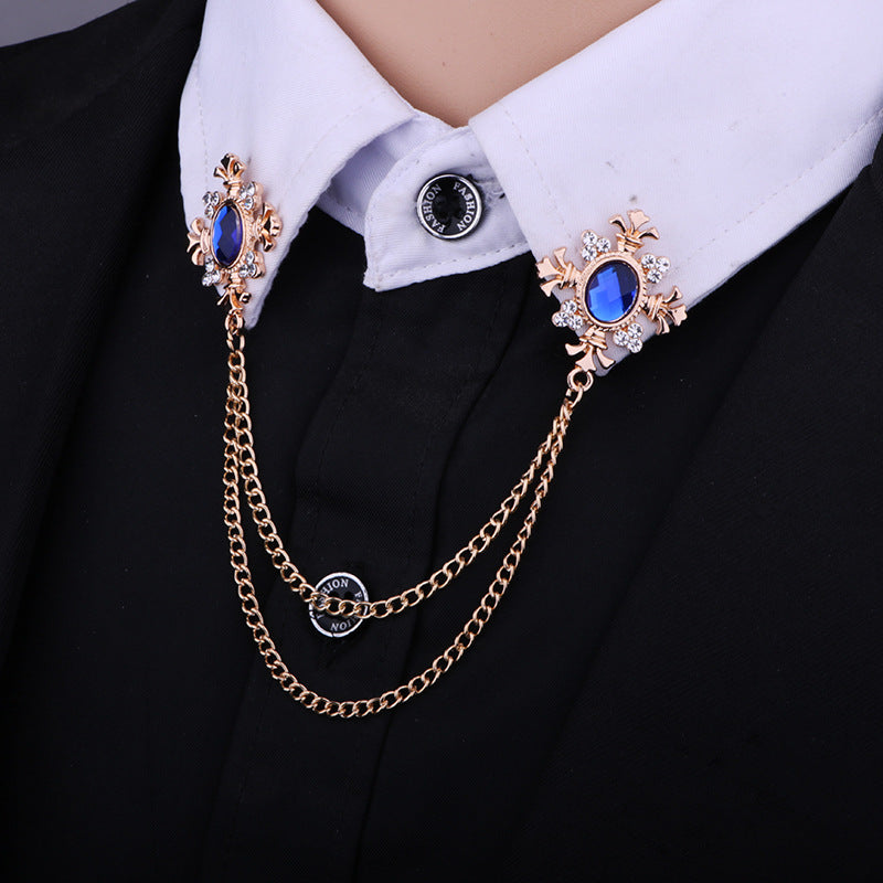 Men's Statement Corsage Shirt Collar Brooch