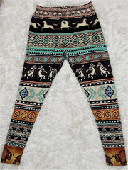 Boho Leggings Women's Plus Tribal Print High Rise