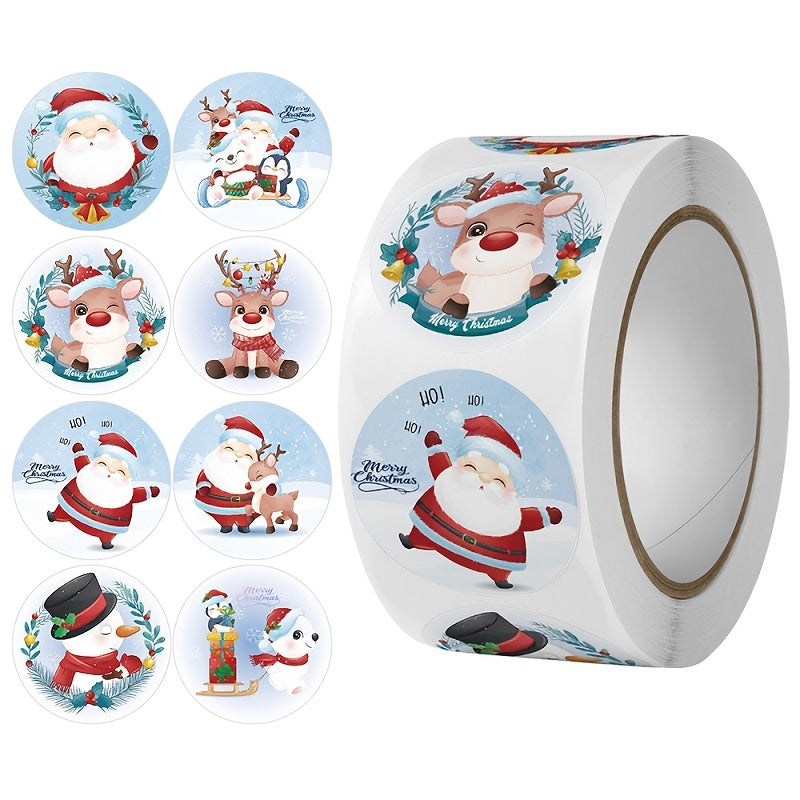500 Sheets Christmas Cartoon Elk Gift Label Sticker