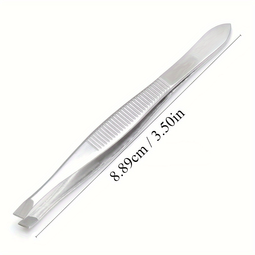6pcs Stainless Steel Flat Tip Tweezers For Women Eyebrow Tweezers