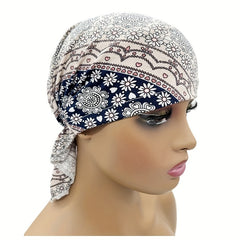 Boho Floral Print Turban Cap Pre tied Bandana Headwrap