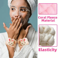 2pcs Cartoon Face Washing Wristbands Soft Absorbent Bath Wristband